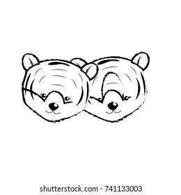 figure cute tiger head animal couple together