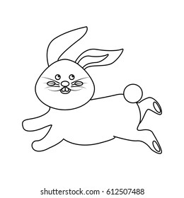 figure cute white rabbit animal running