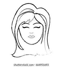 figure cute woman face with hairstyle
