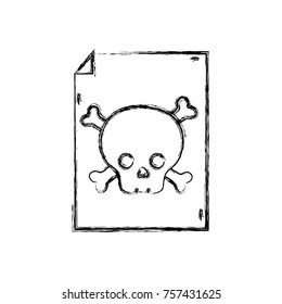 figure danger skull bones alert inside paper