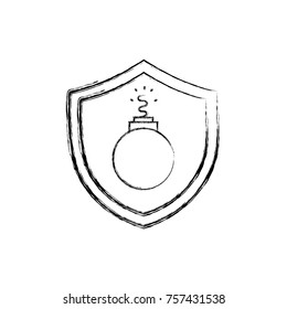figure dangerous bomb inside security shield object