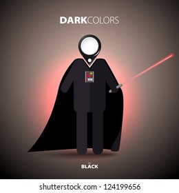 Figure dark man with sword - black color vector concept illustration