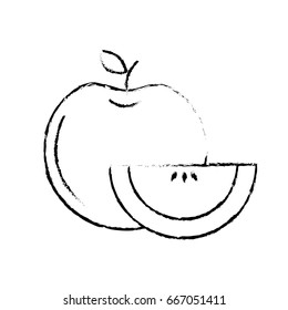 figure delicious apple with slice and exotic food