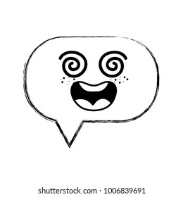 figure dizzy chat bubble kawaii cartoon