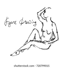 Figure Drawing Pose Hand Drawn Vector Illustration