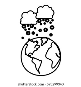 figure earth planet with clouds snow icon, vector illustraction design