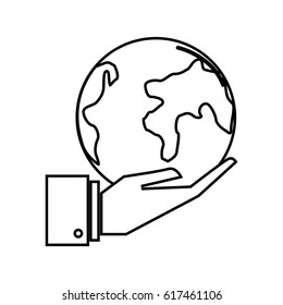 figure earth planet in the hand icon