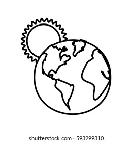 figure earth planet with sun icon, vector illustraction design