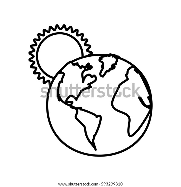 figure earth planet with sun icon, vector\
illustraction design