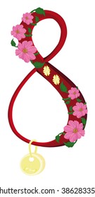 The figure eight purple color decorated flower kosmeya pink color