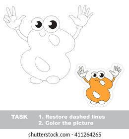 Figure Eight in vector to be traced. Restore dashed line and color the picture. Trace game for children.