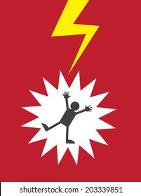 Figure electrocuted by lightning or shock 