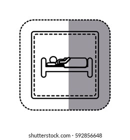 figure emblem bed and person sleeping, vector illustraction design image