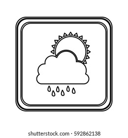figure emblem cloud rainning with sun icon, vector illustraction