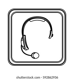 figure emblem headphone service icon, vector illustraction design