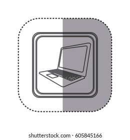figure emblem laptop technology icon, vector illustration design