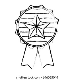 figure emblem with star inside and ribbon design