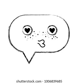 figure enamored chat bubble kiss kawaii cartoon