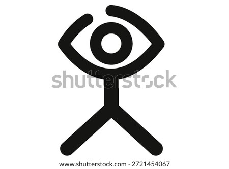 Figure with Eye or incomplete hands on air symbol 
