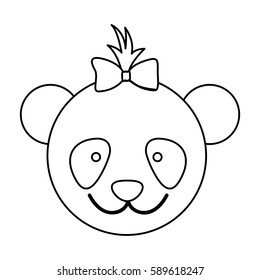 figure face bear bow head icon, vector illustration design image