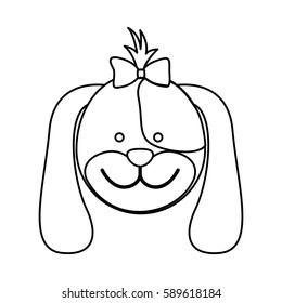 figure face dog ribbon bow head icon, vector illustation design image