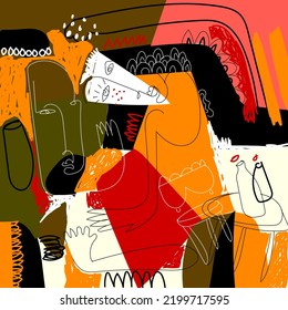 Figura en la ilustración del vector de fondo de dibujo manual abstracto. Arte moderno y de moda.