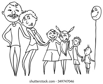 Figure Family Fun Hand Drawn Vector Stock Vector (Royalty Free ...