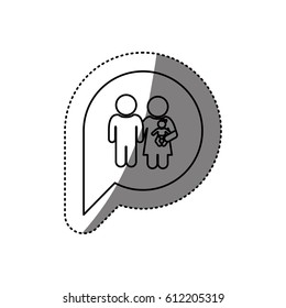 figure family inside chat bubble, vector illustration design