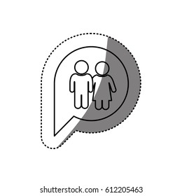 figure family inside chat bubble, vector illustration design