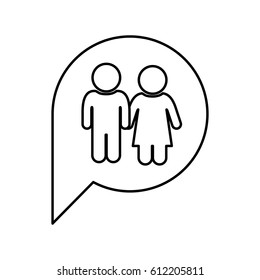 figure family inside chat bubble, vector illustration design