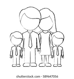 figure family their boys twins icon, vector illustraction design