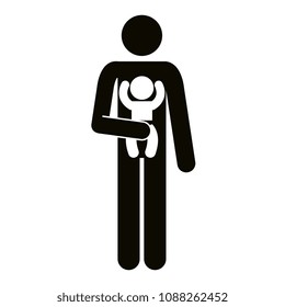 figure father with baby silhouette avatars