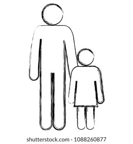figure father with daughter silhouette avatars