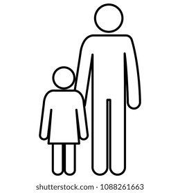 figure father with daughter silhouette avatars