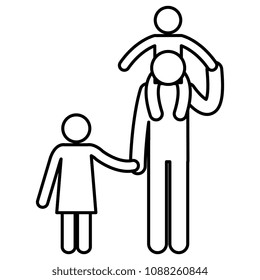 figure father with son and daughter avatars