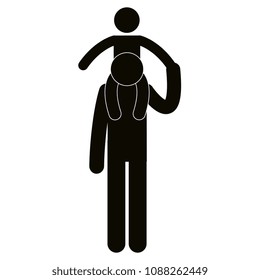 figure father with son lifting avatars