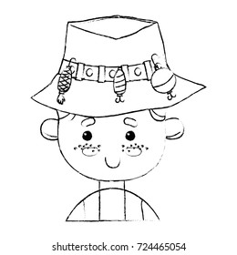 figure fisherman with hat design and funny sport