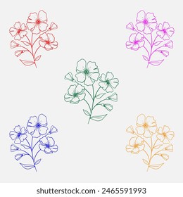 in figure five simple flower outline