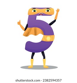 Figure Five in superhero costume on white background