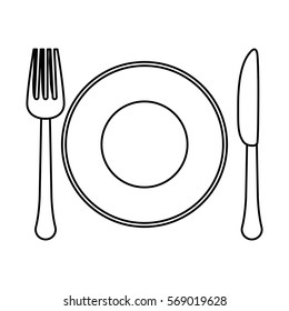 figure fork, knife and plate icon image, vector illustration