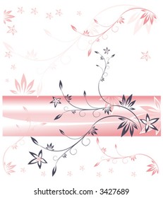 Figure in the form of the stylized branch in lilac and pink tones on a white background. It can be used in the form of a background or a part of a composition