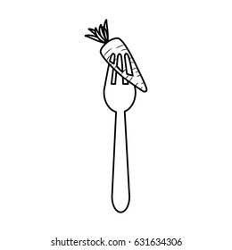 figure fresh carrot vegetable in the fork utensil
