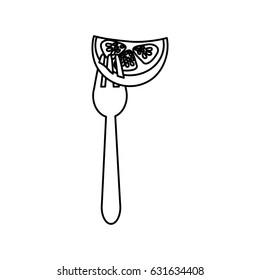 figure fresh piece cucumber in the fork utensil