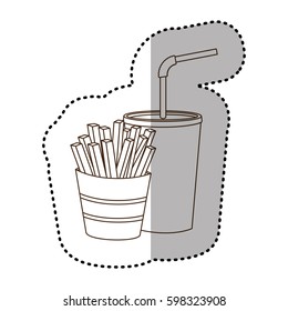 figure fries french and soda icon, vector illustraction design