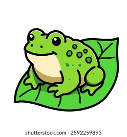 Figure frogs on leaves, frog icons, frog logos, vector design illustrations with white backgrounds.