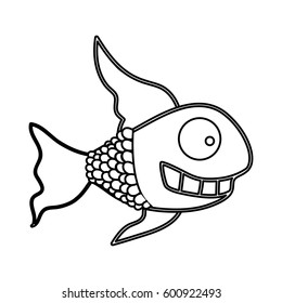 figure fun fish carucature icon, vector illustration design