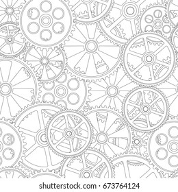 figure gears on a white background, seamless pattern, vector illustration clip-art