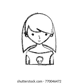 figure girl rocker with skull blouse and hairstyle