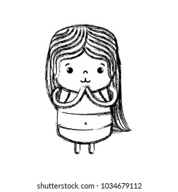 figure girl wth long hair and tender face
