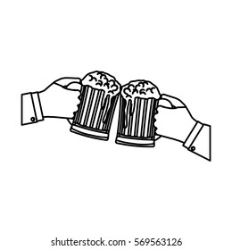 figure glasses of beers in the hand icon design, vector illustration